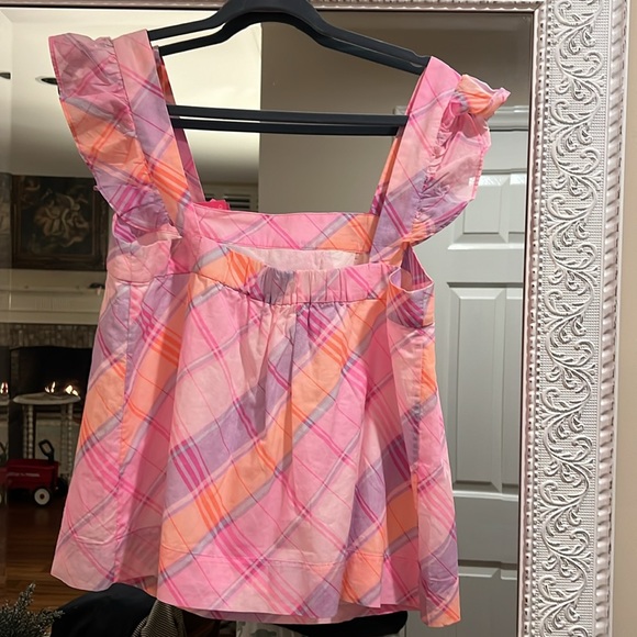 NWTS Lilly Pulitzer Reyna Top Size L Pink Isle Madras Plaid - Picture 7 of 7